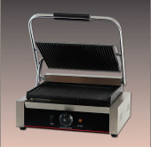 Гриль пресс односекционный с верхней и нижней ребристой пластиной  Kocateq GH811EA