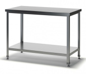 Стол производственный островной со столешницей из нерж.стали, 70*130*87 см, полка из оцинк. стали Astropit АСРО-13070-УОПО