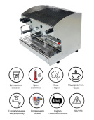 Кофемашина ACM Rounder 2 GR INOX (ACMRD002SIX+high cup+ cup warmer) полуавтоматическая с 2 группами под высокие чашки с подогревателем чашек