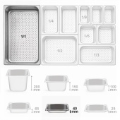 Гастроемкость перфорированная из нержавеющей стали GN1/1*4 см Kocateq 11040-62P